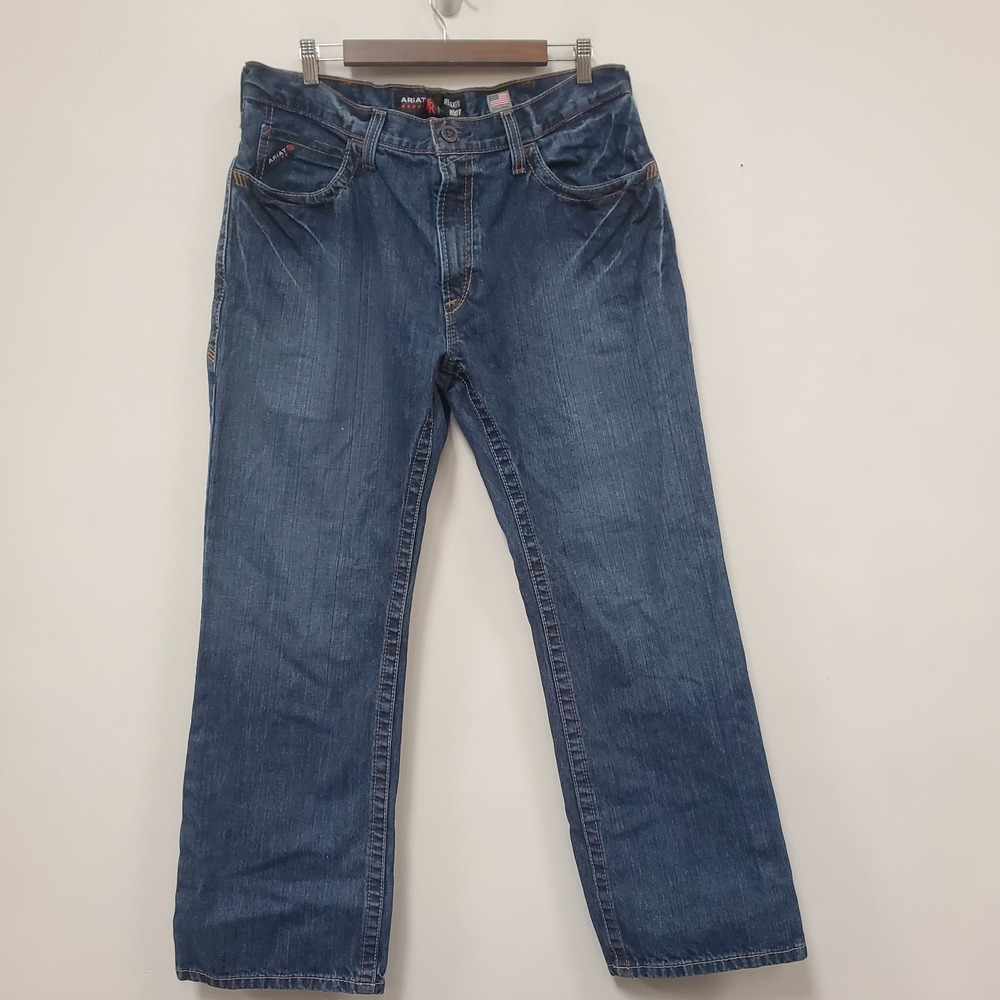 Ariat Mens FR M4 Releaxed Boot Jeans Size 36x30 Dark Wash Blue Flame Resistant